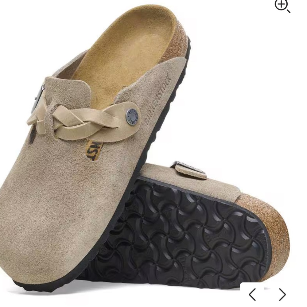 Birkenstock Boston Braided Taupe Clogs -Size 38/7-7.5